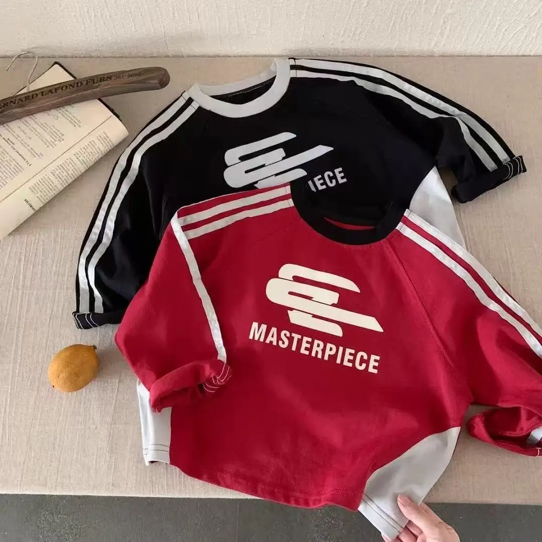 Kids Masterpiece Letter Pull-Up T-Shirt Black Red