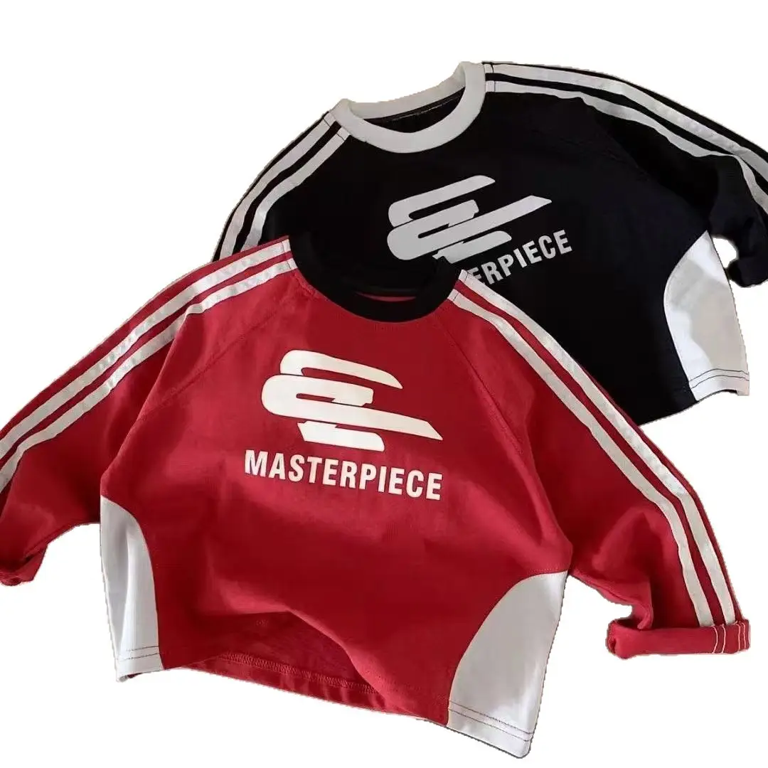 Kids Masterpiece Letter Pull-Up T-Shirt Black Red