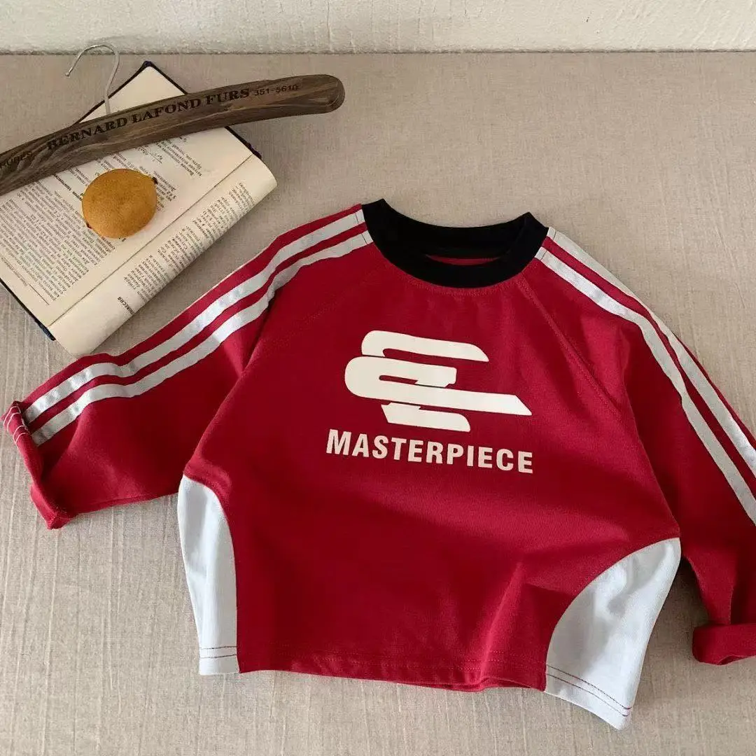 Kids Masterpiece Letter Pull-Up T-Shirt Black Red — feature 6