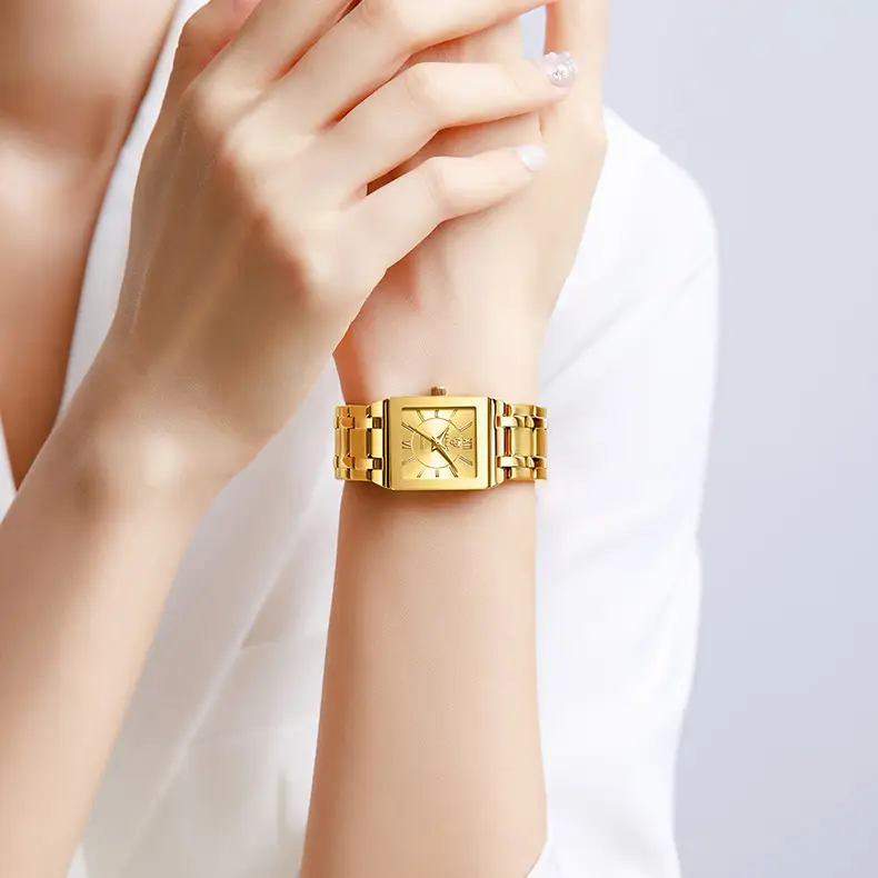 Gold Square Watch for Women with Roman Dial — feature 7
