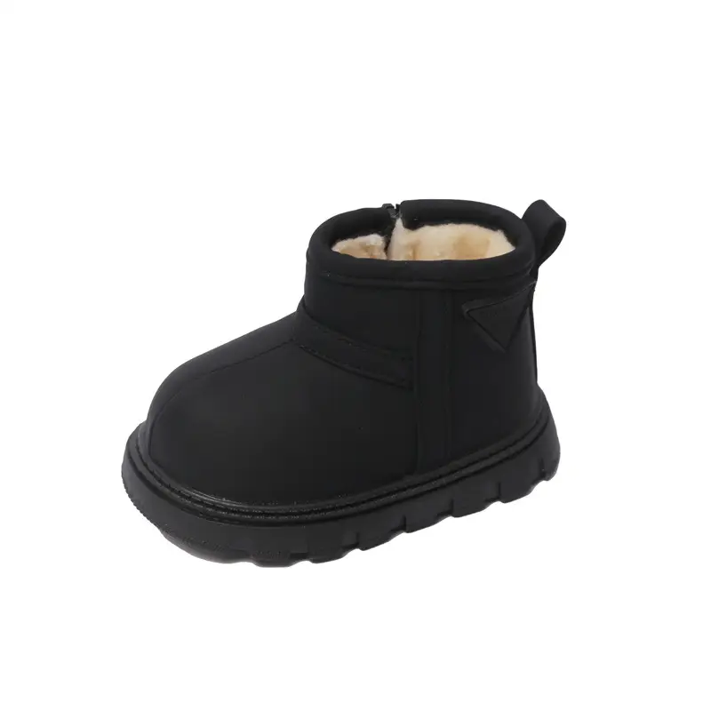 Black Wool-Insulated Toddler Boots for Winter