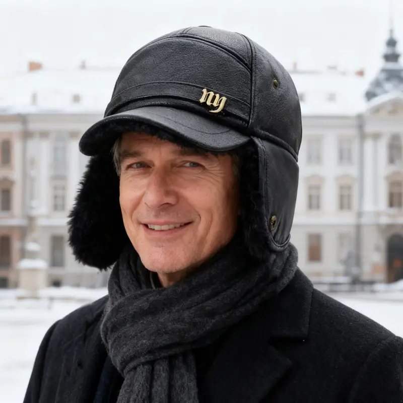 Men's Winter Leather Cap with Ear Molds - Image 6
