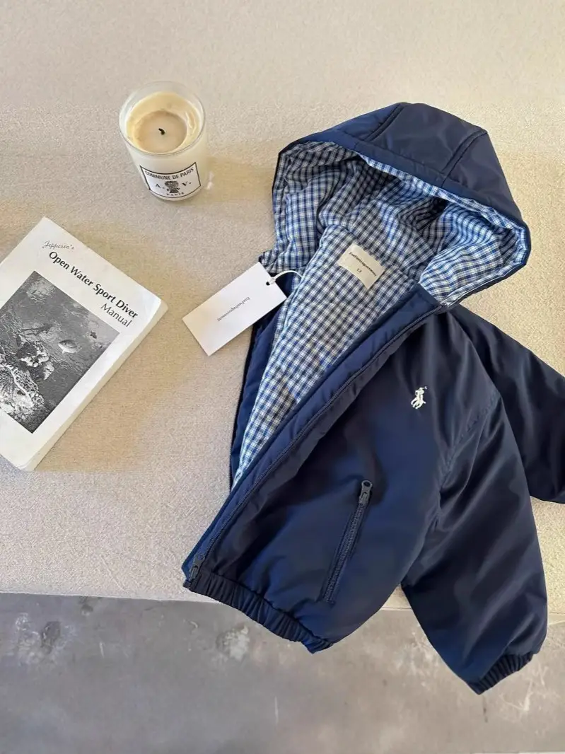 Children's Hooded Jacket for Boys, Quilted Winter New Style, Solid Color Coat, Warm Baby Cotton Clothing, Stylish for Girls