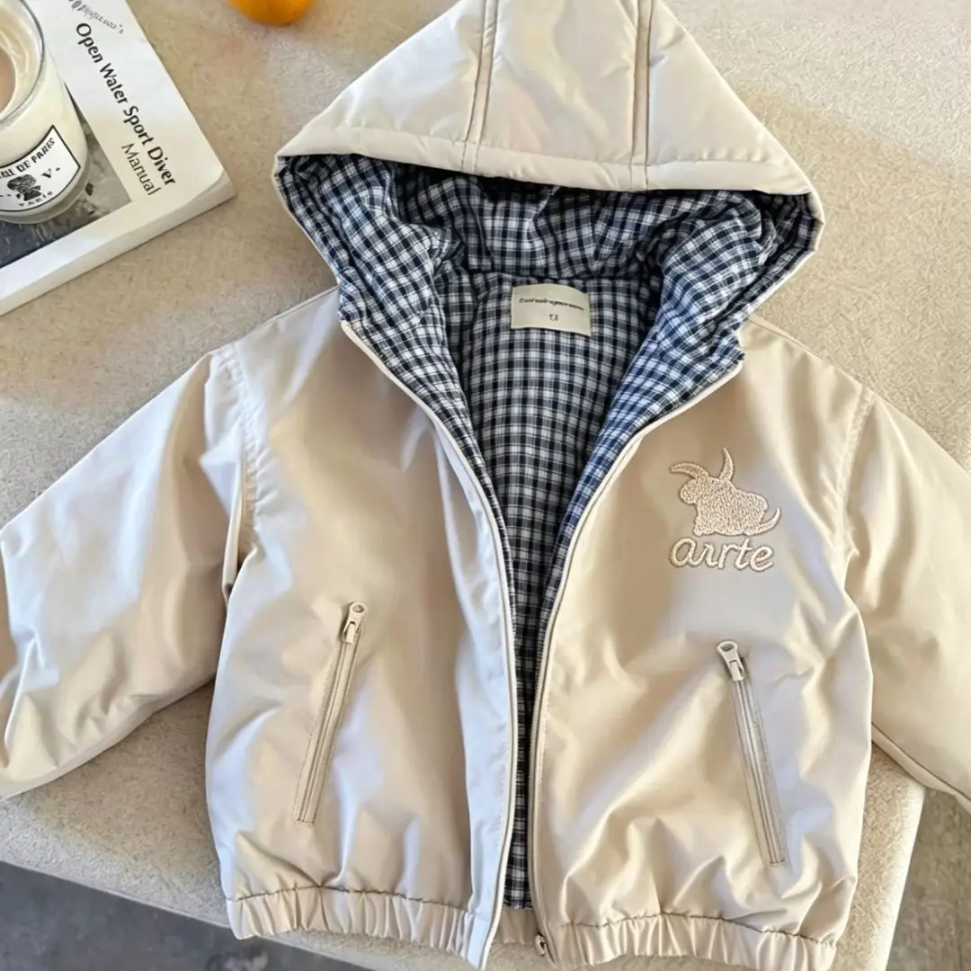 Children's Hooded Jacket for Boys, Quilted Winter New Style, Solid Color Coat, Warm Baby Cotton Clothing, Stylish for Girls — feature 13