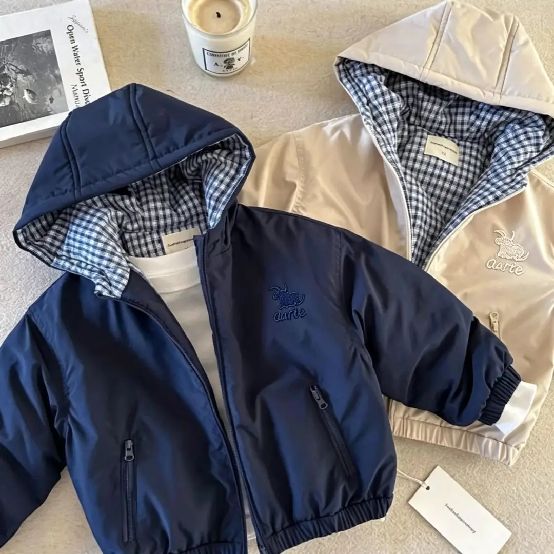 Children's Hooded Jacket for Boys, Quilted Winter New Style, Solid Color Coat, Warm Baby Cotton Clothing, Stylish for Girls — feature 14