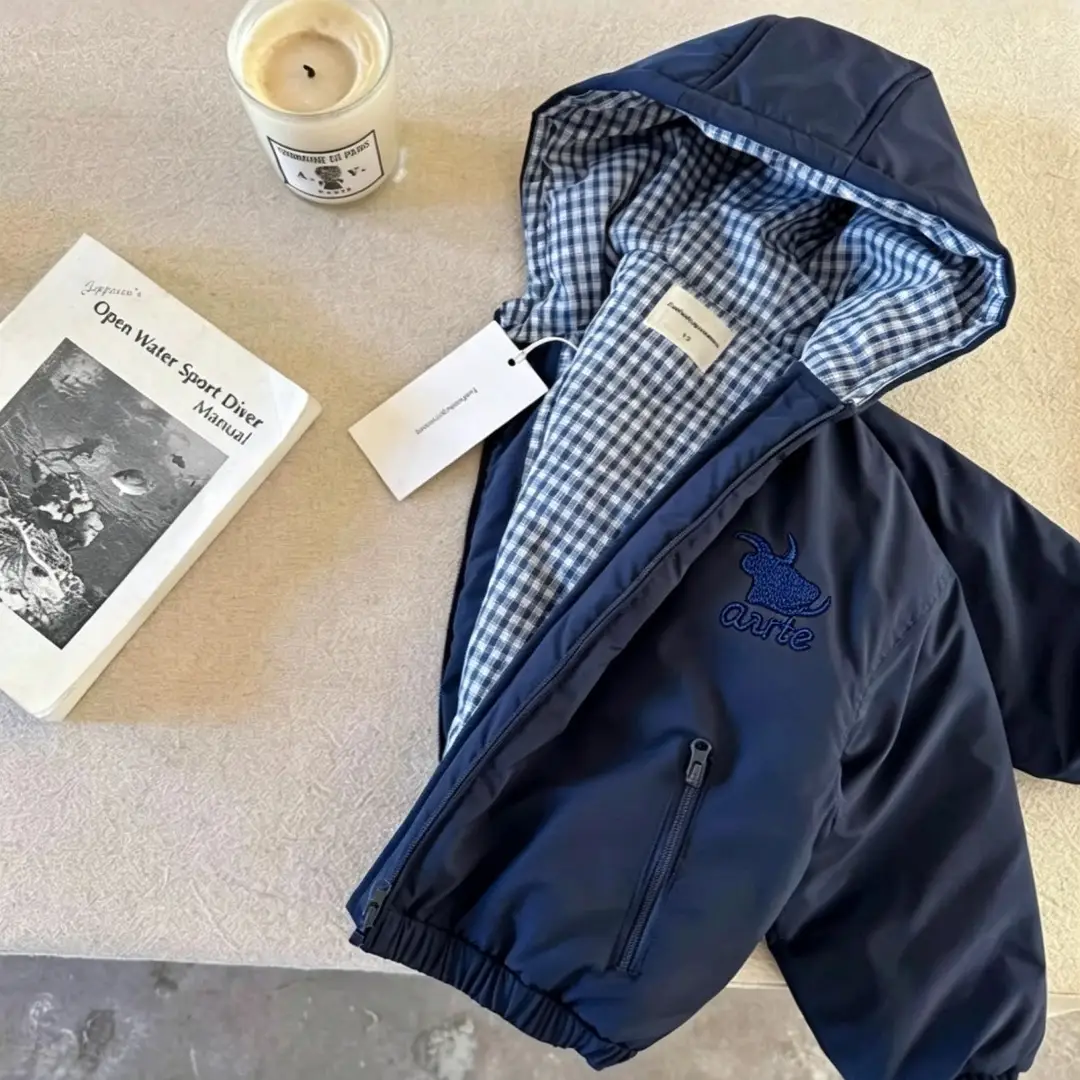 Children's Hooded Jacket for Boys, Quilted Winter New Style, Solid Color Coat, Warm Baby Cotton Clothing, Stylish for Girls — feature 19