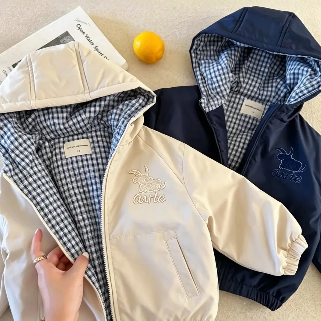 Children's Hooded Jacket for Boys, Quilted Winter New Style, Solid Color Coat, Warm Baby Cotton Clothing, Stylish for Girls — feature 20