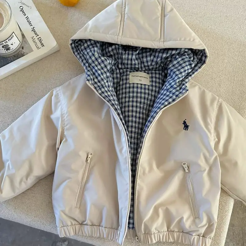 Children's Hooded Jacket for Boys, Quilted Winter New Style, Solid Color Coat, Warm Baby Cotton Clothing, Stylish for Girls — feature 5