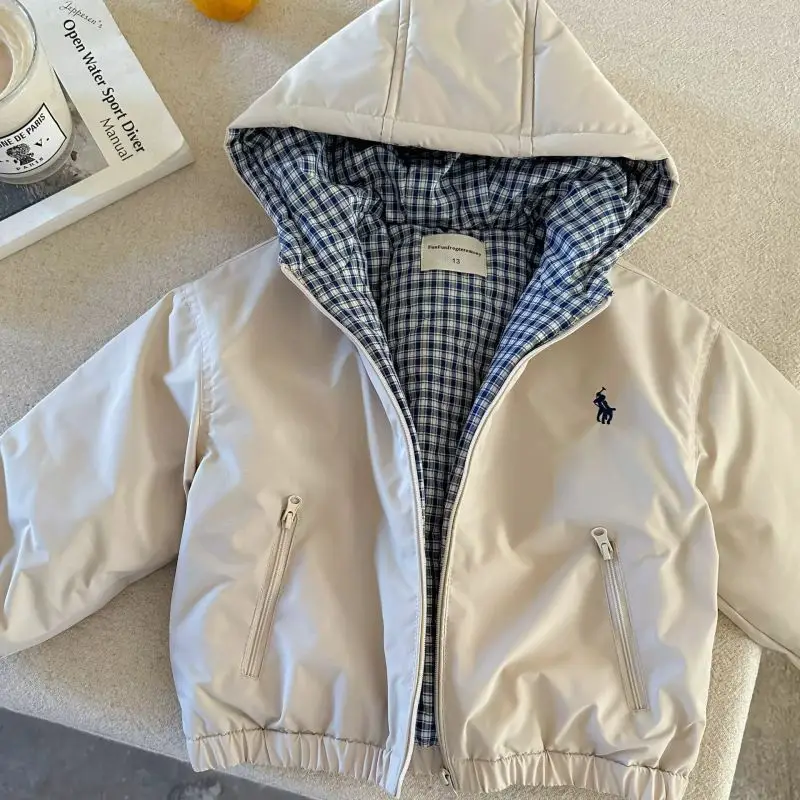 Children's Hooded Jacket for Boys, Quilted Winter New Style, Solid Color Coat, Warm Baby Cotton Clothing, Stylish for Girls