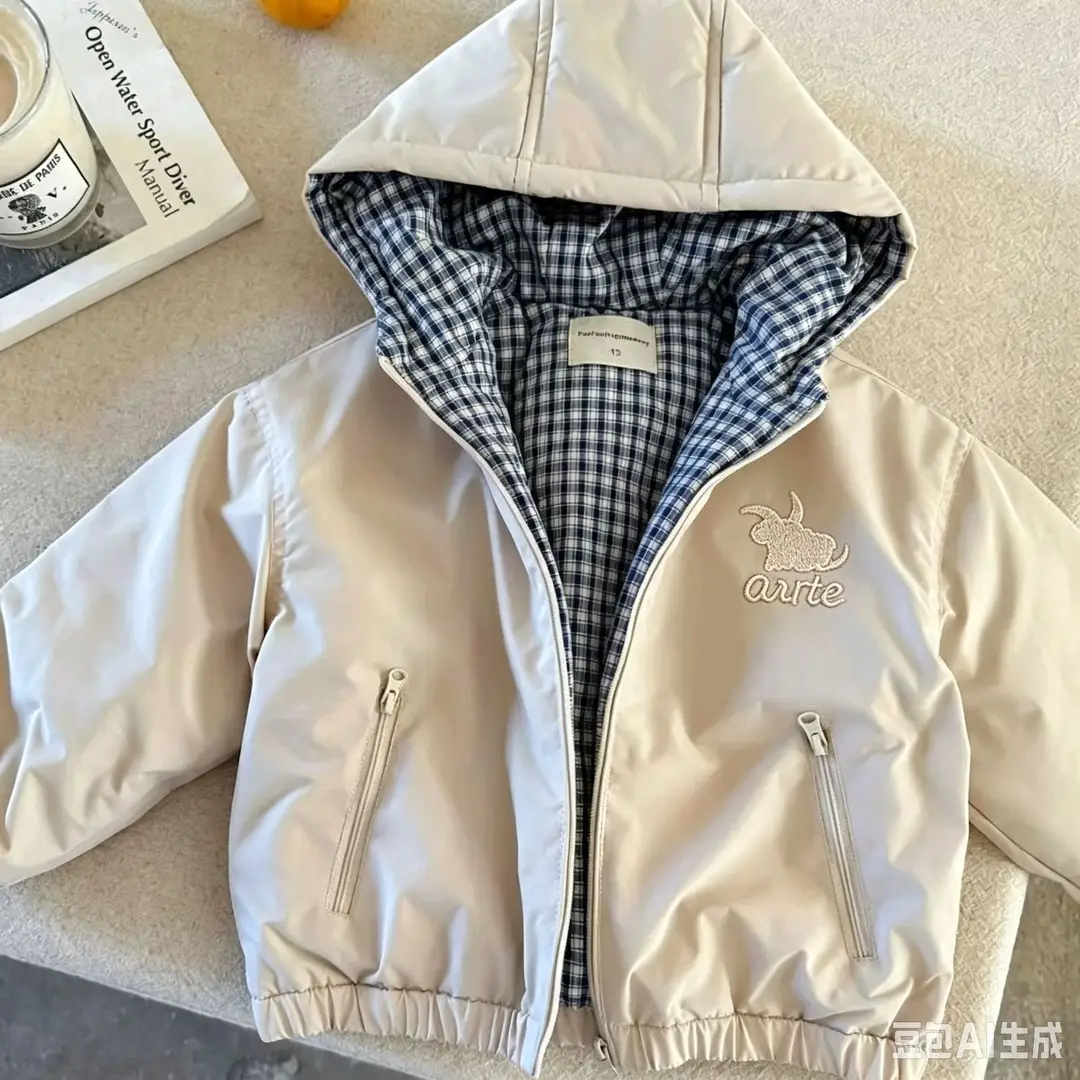 Children's Hooded Jacket for Boys, Quilted Winter New Style, Solid Color Coat, Warm Baby Cotton Clothing, Stylish for Girls