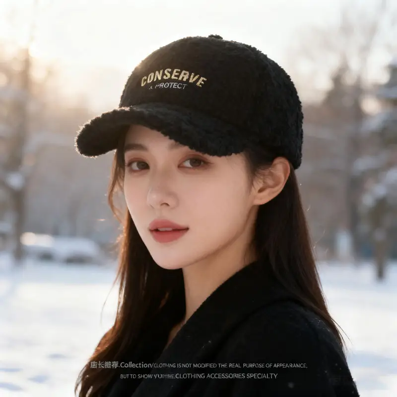 Lamb Wool Women's Warm Winter Cap - Image 4