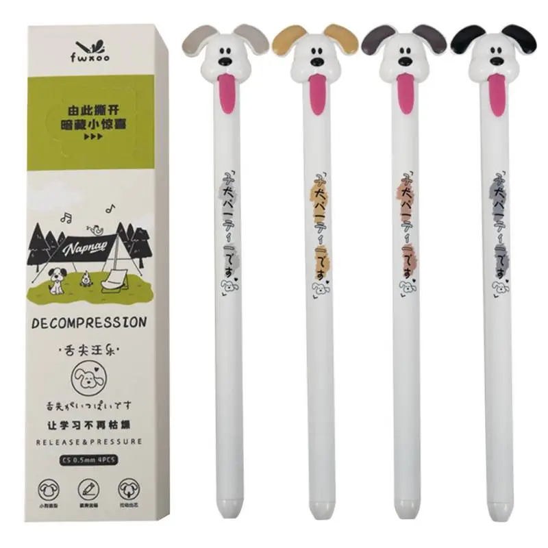 Creative Puppy Tongue Pull-Out Core Stress Relief Pen Cute Dog Shape Gel Pen