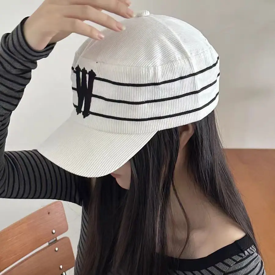 Black Korean Letter Embroidered Cap for Women - Image 5