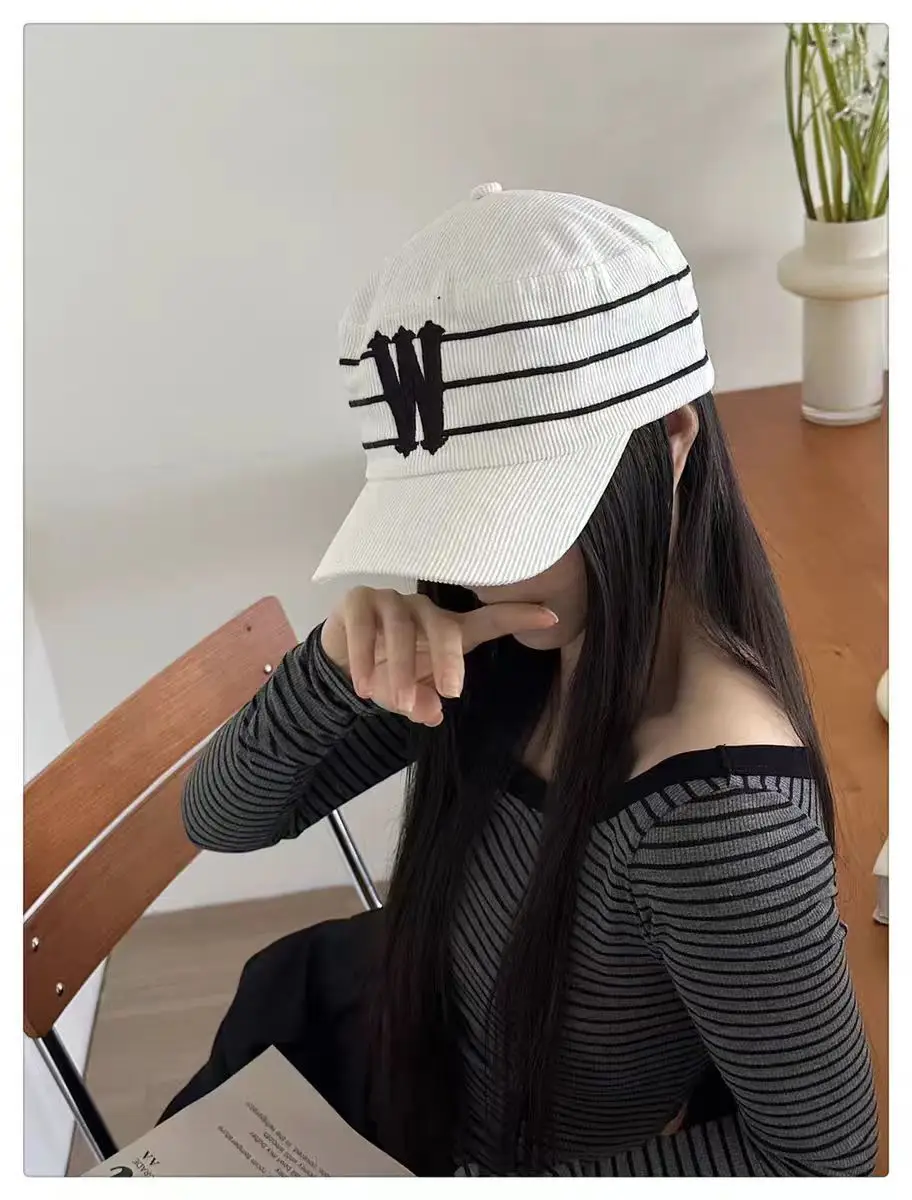 Black Korean Letter Embroidered Cap for Women — feature 3