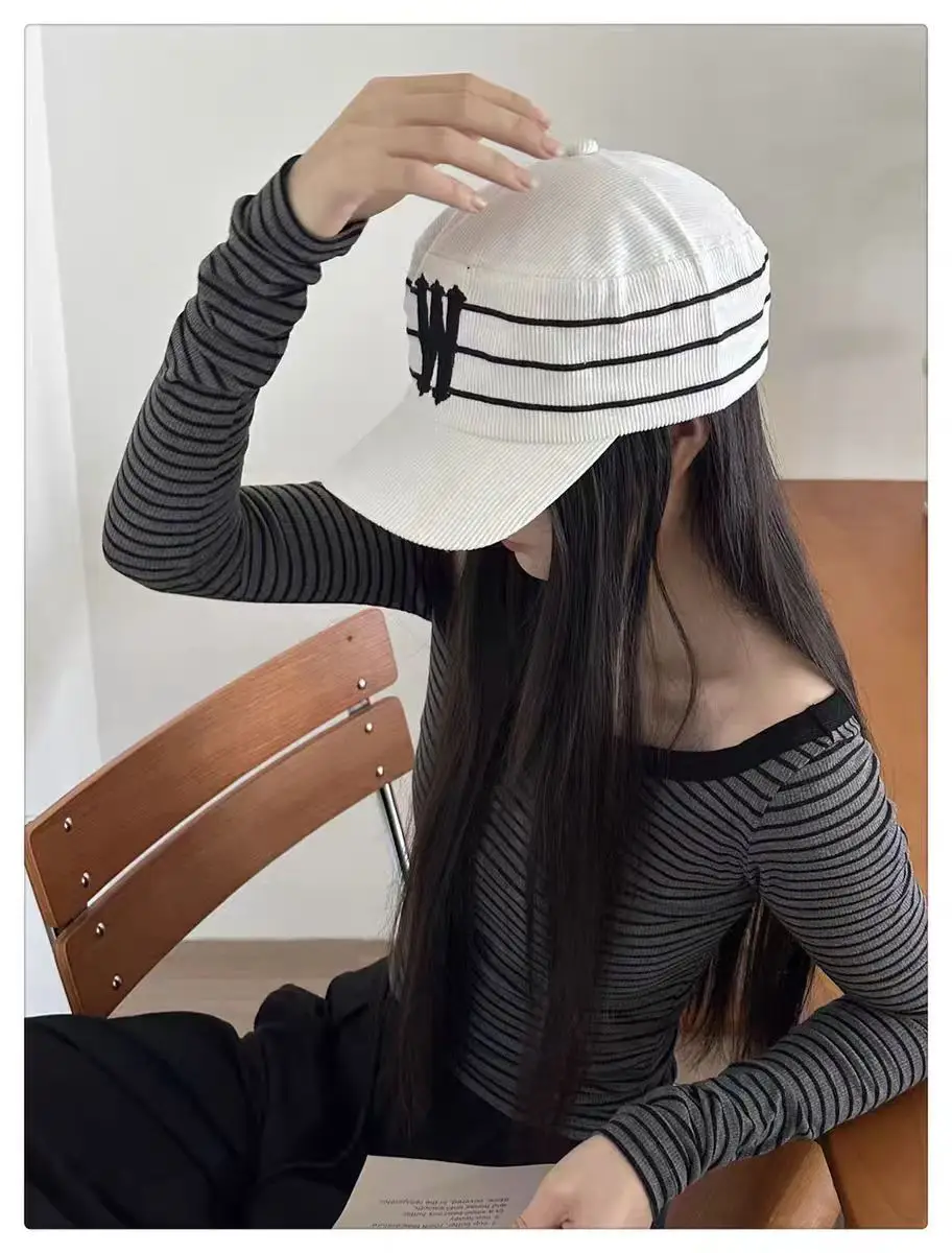 Black Korean Letter Embroidered Cap for Women — feature 5