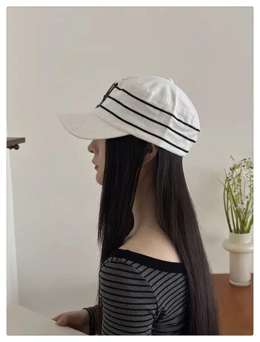 Black Korean Letter Embroidered Cap for Women — feature 6