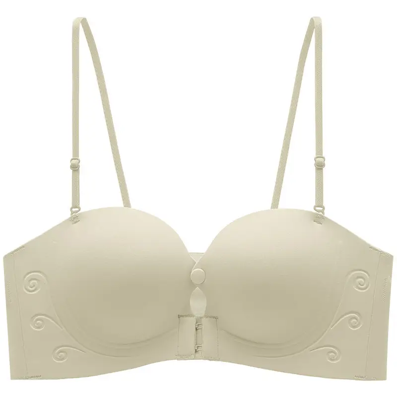 High-Volume Sales Version of Liquid Foundation, Invisible Strapless Bra for Women, Front Buckle Detachable, Seamless, Small Chest Gathering, Non-Gaping Bra