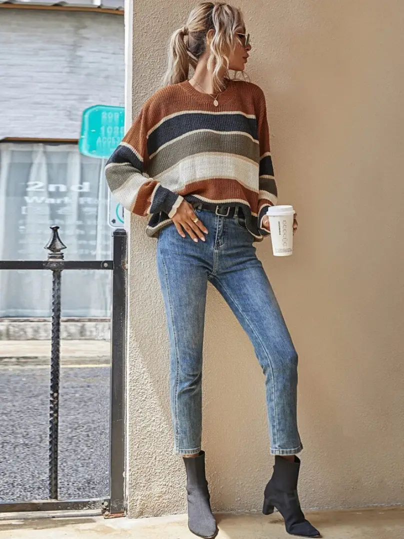 New European Women's Striped Sweater Long Sleeve Winter - Image 9