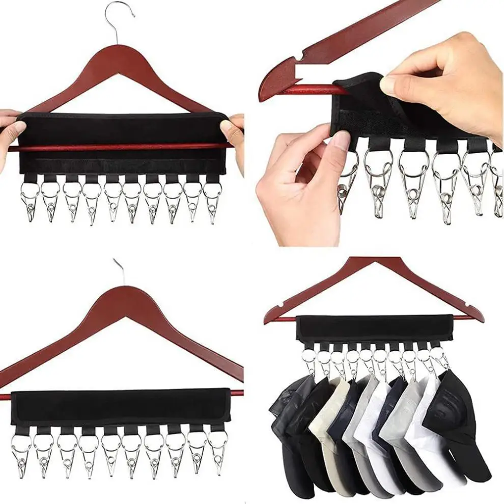 Fashion Hat Storage Multifunctional Baseball Cap Hook Clip Cabinet Punch-Free Hanger Rod — feature 1