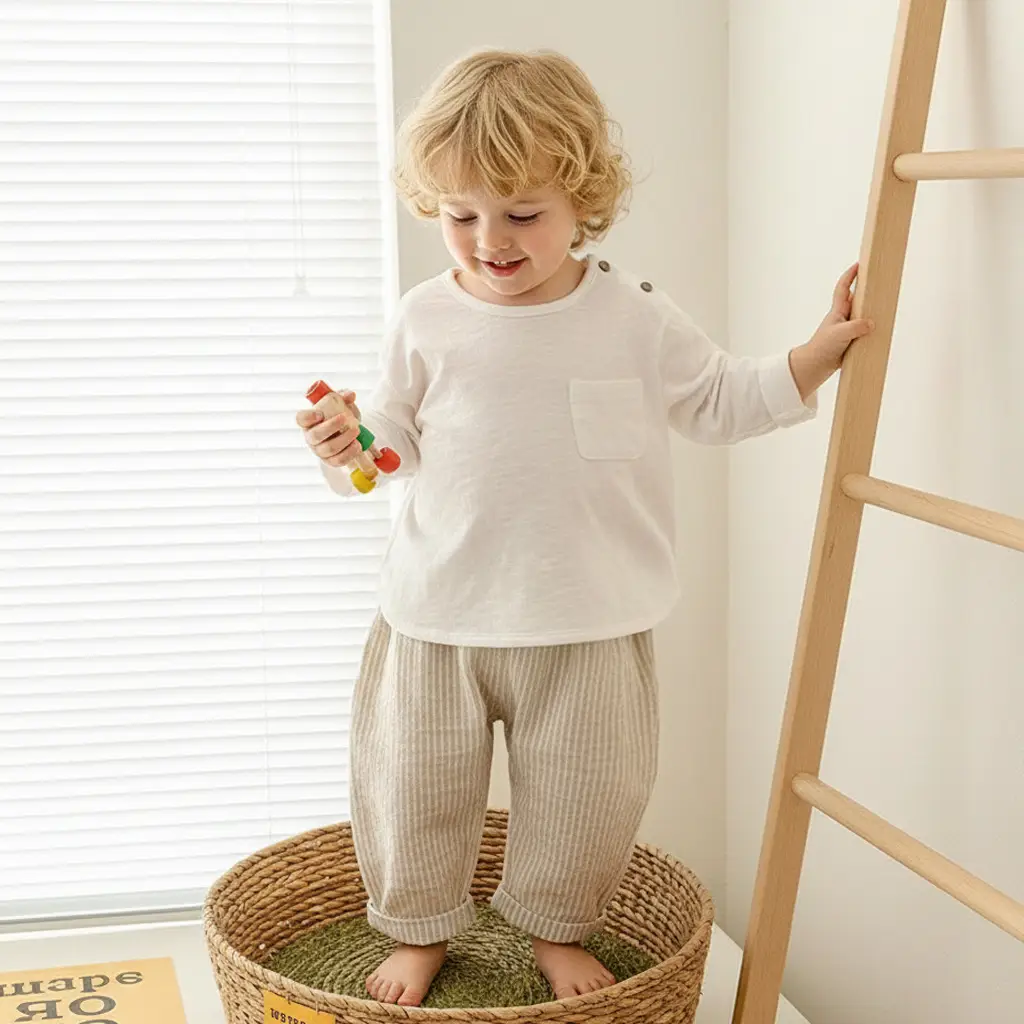 Korean Style Kids T-Shirt 0-5Yr Pure Color Autum - Image 7