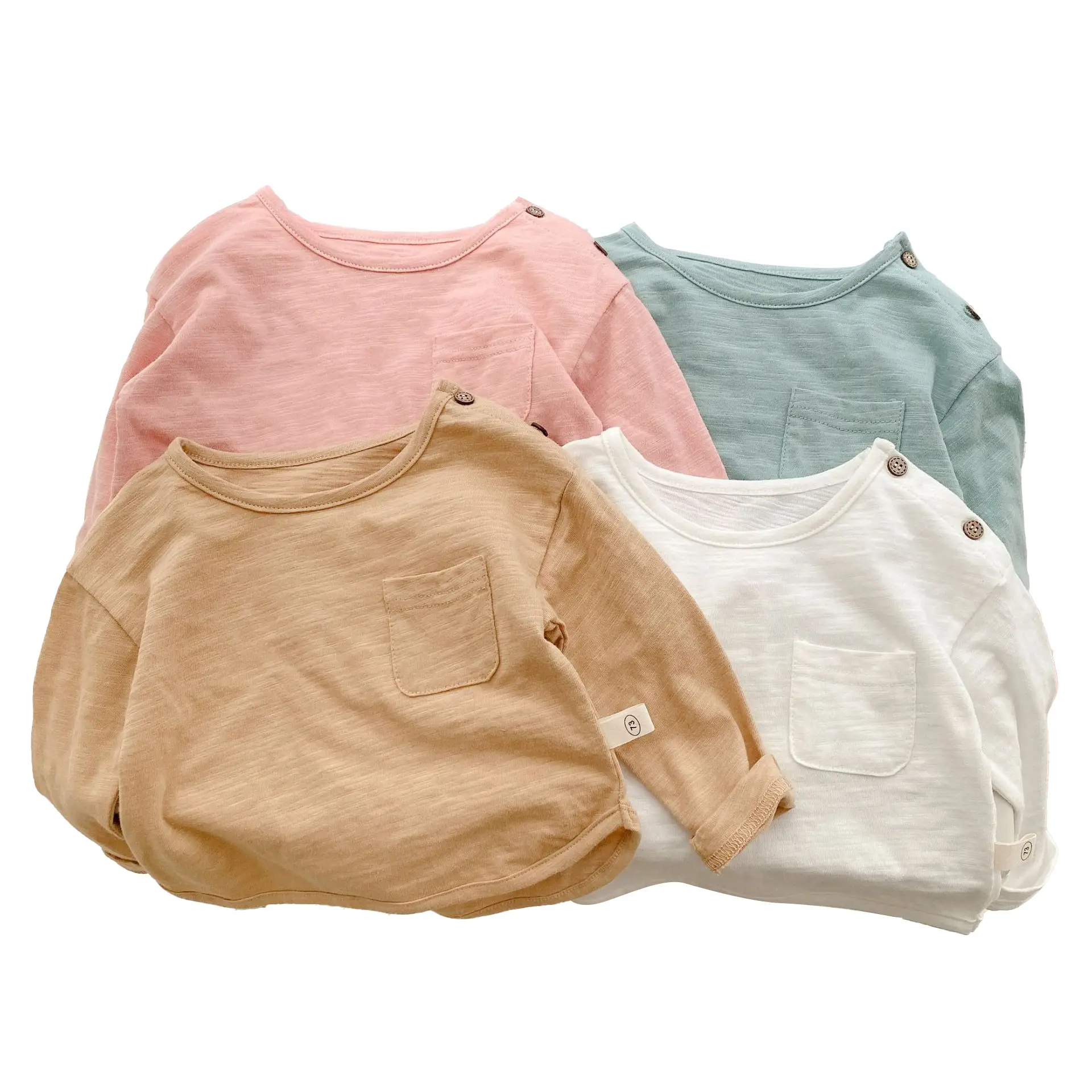 Korean Style Kids T-Shirt 0-5Yr Pure Color Autum - Image 9