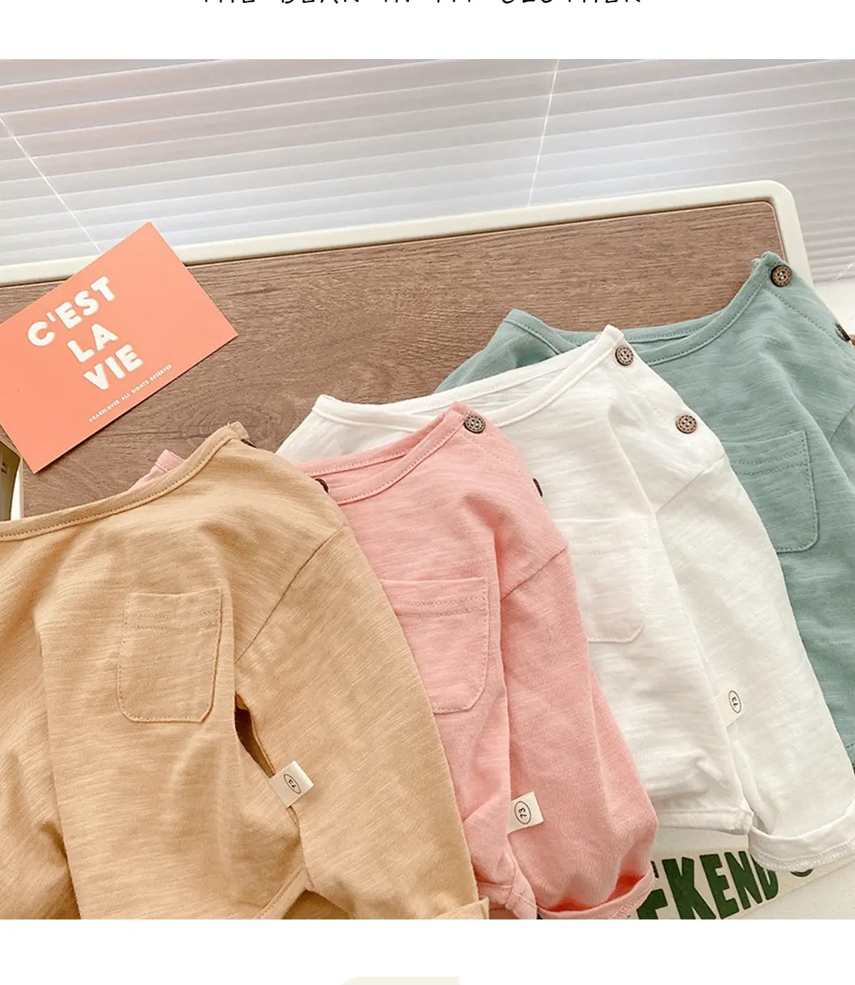 Korean Style Kids T-Shirt 0-5Yr Pure Color Autum — feature 11