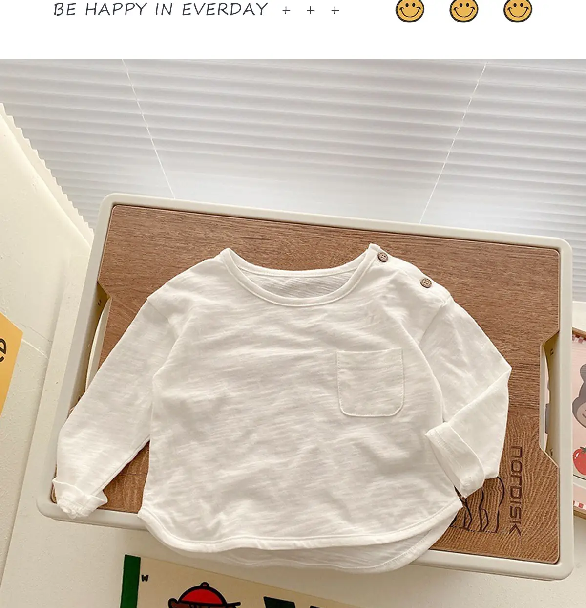 Korean Style Kids T-Shirt 0-5Yr Pure Color Autum — feature 15