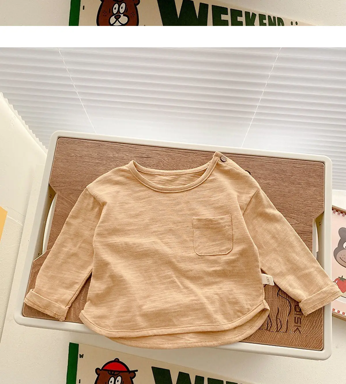 Korean Style Kids T-Shirt 0-5Yr Pure Color Autum — feature 16