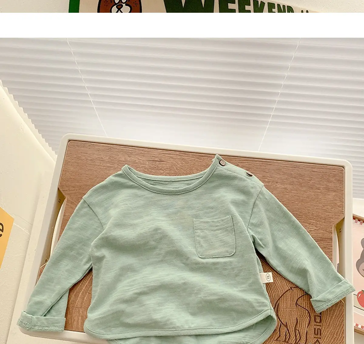 Korean Style Kids T-Shirt 0-5Yr Pure Color Autum — feature 17