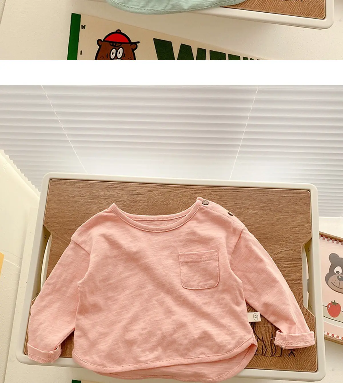 Korean Style Kids T-Shirt 0-5Yr Pure Color Autum — feature 18
