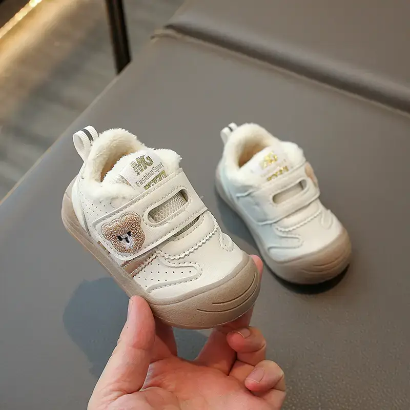 Baby Fleece Toddler Shoes White Red 0-2Yr Winter - Image 6