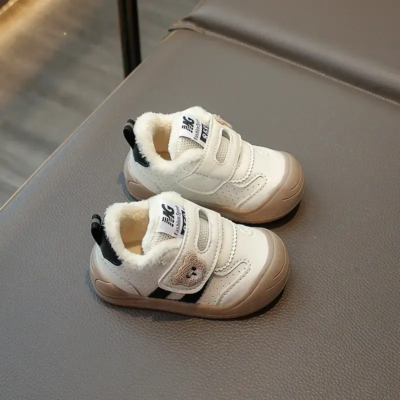 Baby Fleece Toddler Shoes White Red 0-2Yr Winter - Image 3