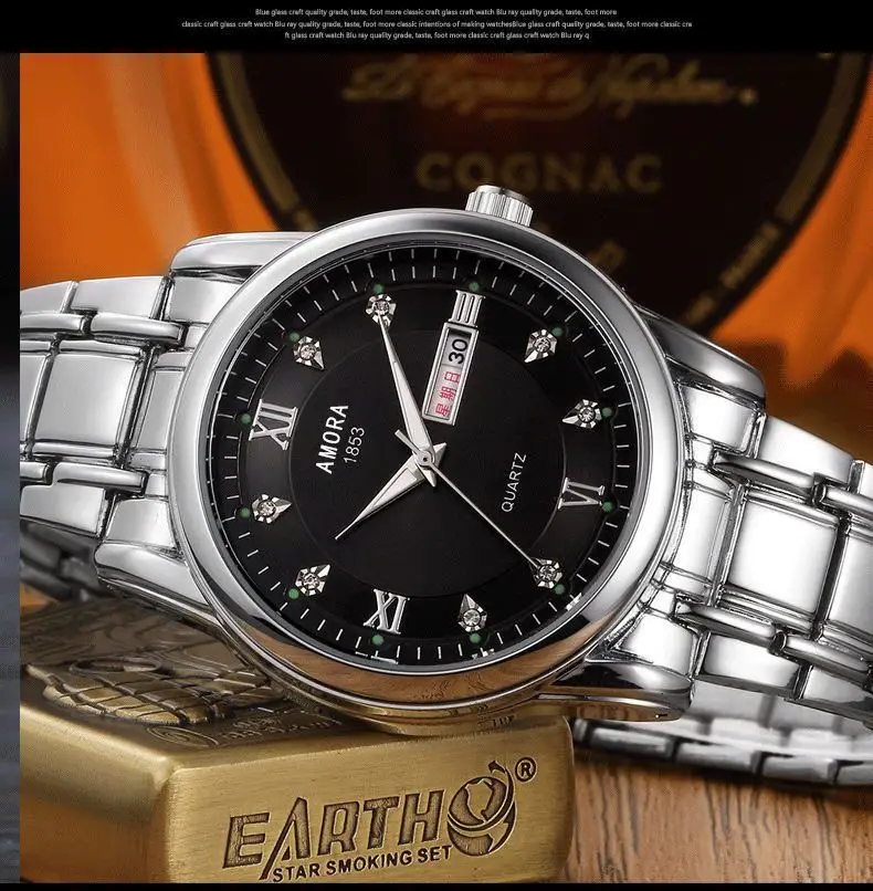 Swiss Gold Watch Diamond Model Simulation Fully Automatic Non-Mechanical Watch Atmospheric Business Waterproof Luminous Calendar Watch Men's Watch — feature 2