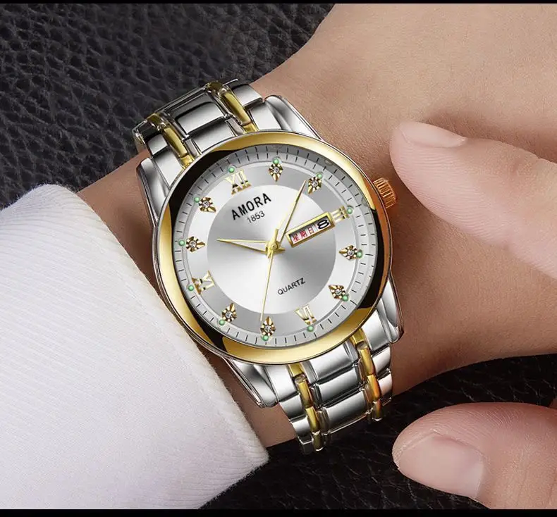 Swiss Gold Watch Diamond Model Simulation Fully Automatic Non-Mechanical Watch Atmospheric Business Waterproof Luminous Calendar Watch Men's Watch — feature 20