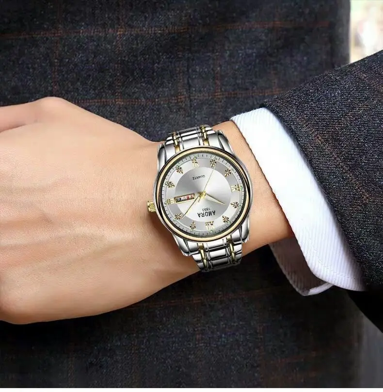 Swiss Gold Watch Diamond Model Simulation Fully Automatic Non-Mechanical Watch Atmospheric Business Waterproof Luminous Calendar Watch Men's Watch — feature 22