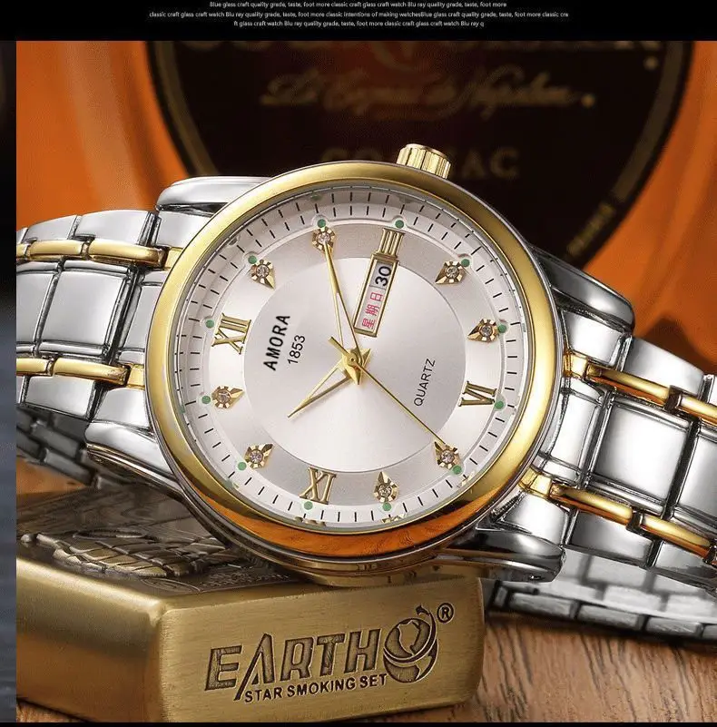 Swiss Gold Watch Diamond Model Simulation Fully Automatic Non-Mechanical Watch Atmospheric Business Waterproof Luminous Calendar Watch Men's Watch — feature 3