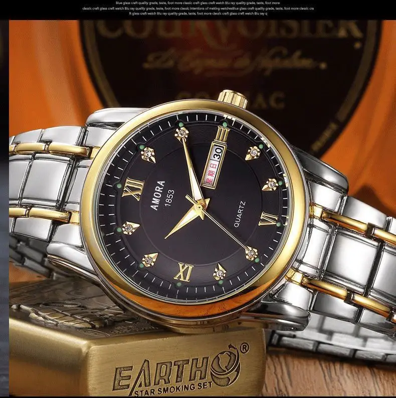 Swiss Gold Watch Diamond Model Simulation Fully Automatic Non-Mechanical Watch Atmospheric Business Waterproof Luminous Calendar Watch Men's Watch — feature 9