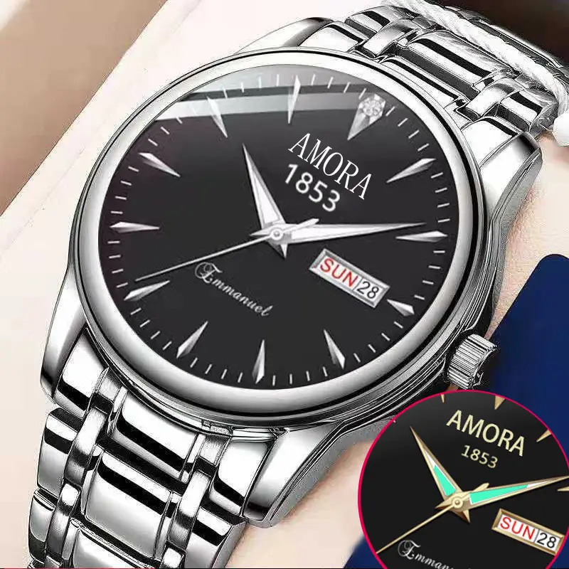 Swiss Gold Watch Diamond Model Simulation Fully Automatic Non-Mechanical Watch Atmospheric Business Waterproof Luminous Calendar Watch Men's Watch