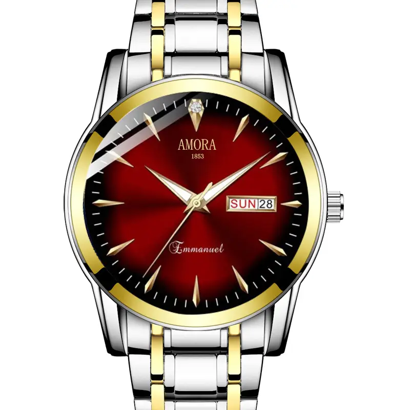 Swiss Gold Watch Diamond Model Simulation Fully Automatic Non-Mechanical Watch Atmospheric Business Waterproof Luminous Calendar Watch Men's Watch