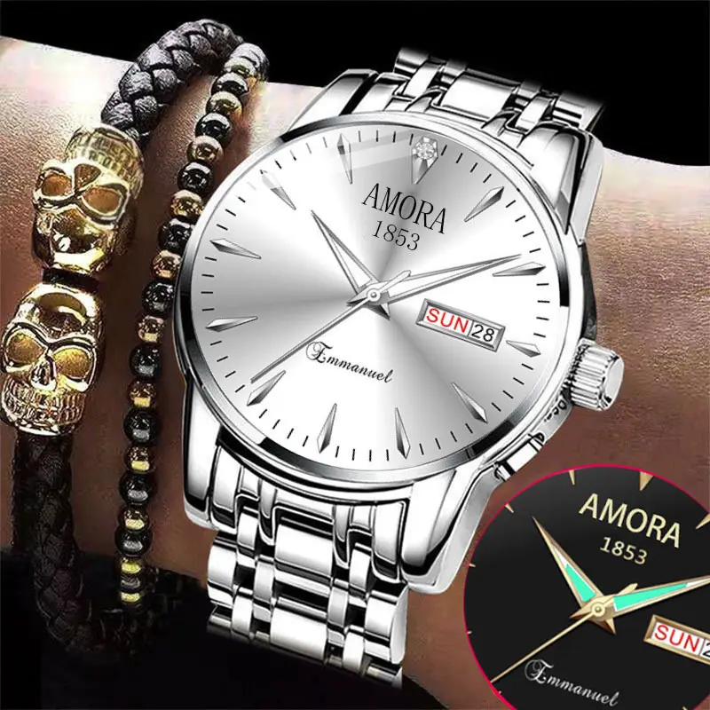 Swiss Gold Watch Diamond Model Simulation Fully Automatic Non-Mechanical Watch Atmospheric Business Waterproof Luminous Calendar Watch Men's Watch