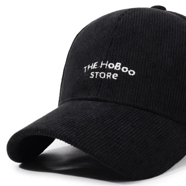 Women Red Corduroy Baseball Cap with Letter Embroidery