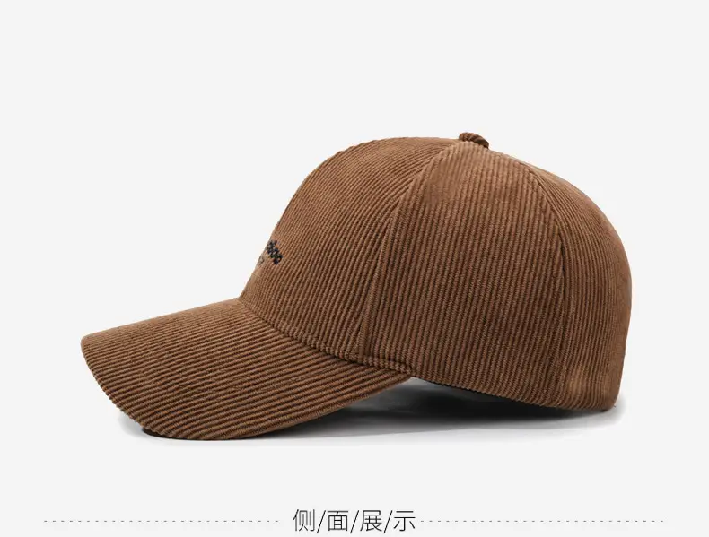 Women Red Corduroy Baseball Cap with Letter Embroidery — feature 10