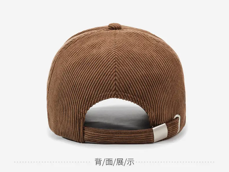 Women Red Corduroy Baseball Cap with Letter Embroidery — feature 11