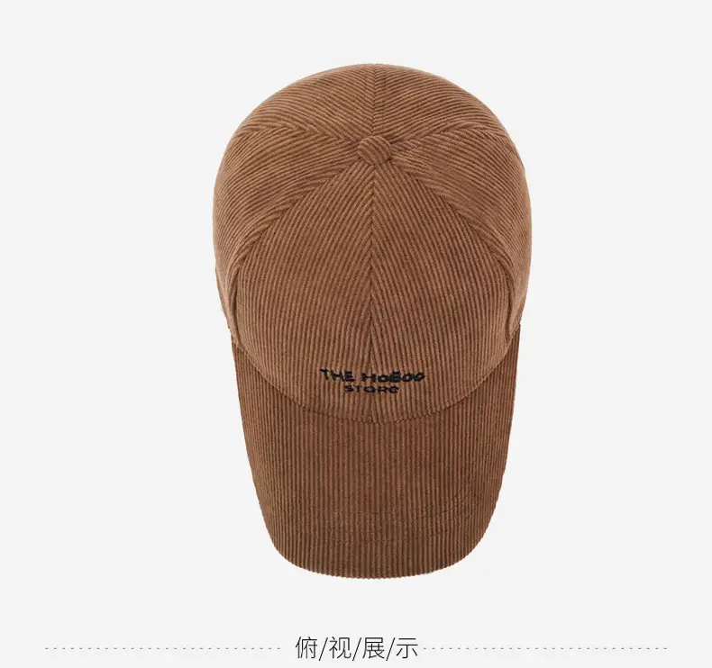 Women Red Corduroy Baseball Cap with Letter Embroidery — feature 12