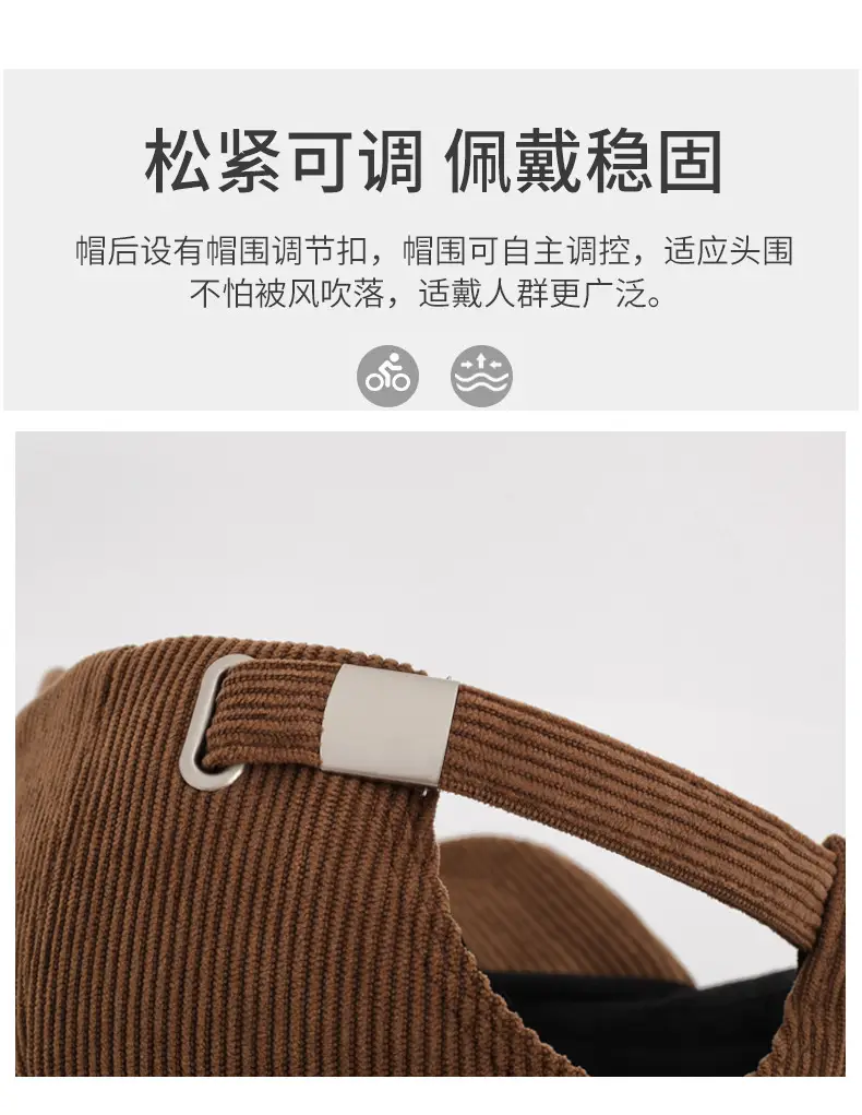 Women Red Corduroy Baseball Cap with Letter Embroidery — feature 4