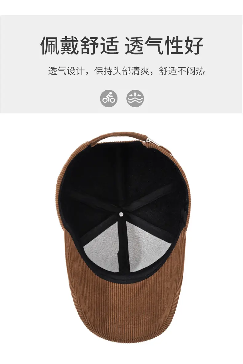 Women Red Corduroy Baseball Cap with Letter Embroidery — feature 5
