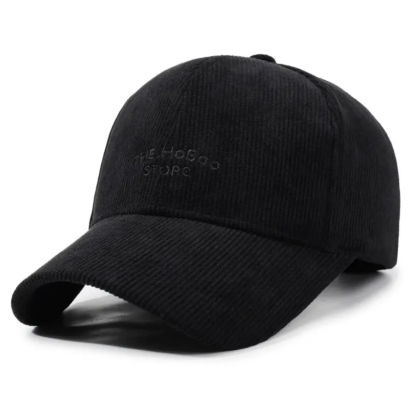 Women Red Corduroy Baseball Cap with Letter Embroidery