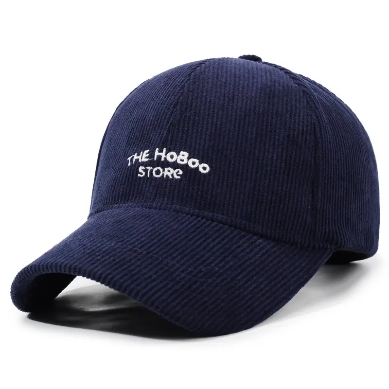 Women Red Corduroy Baseball Cap with Letter Embroidery