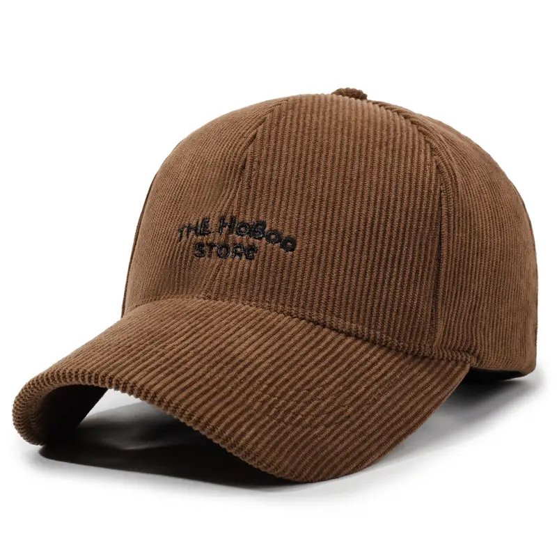 Women Red Corduroy Baseball Cap with Letter Embroidery