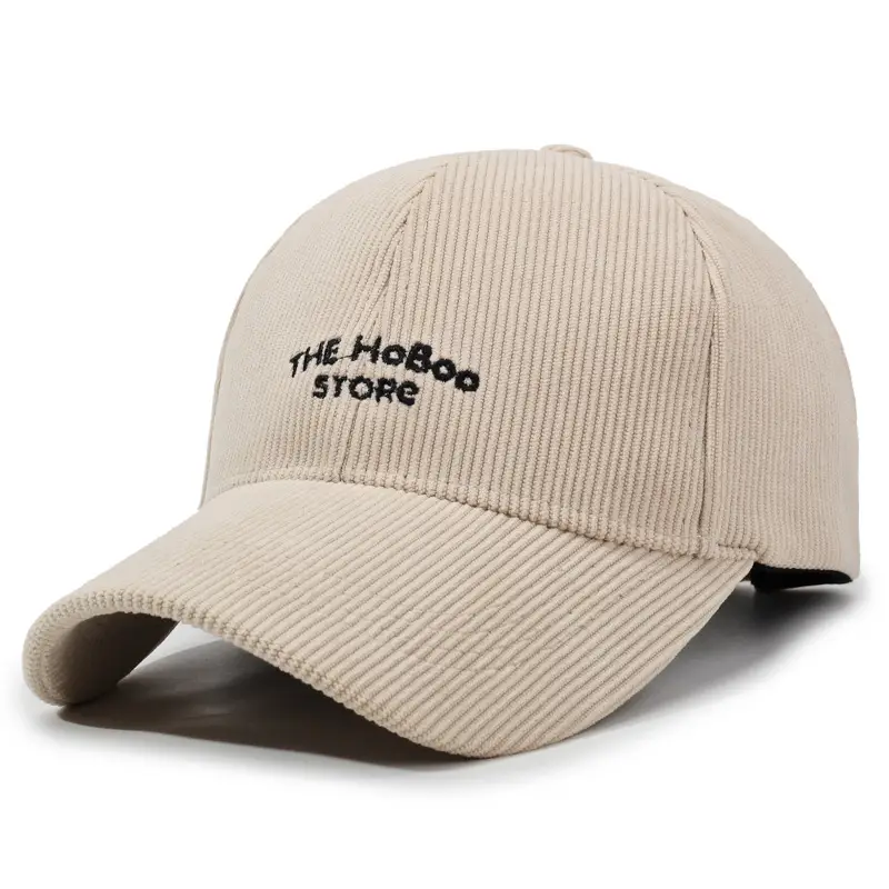 Women Red Corduroy Baseball Cap with Letter Embroidery